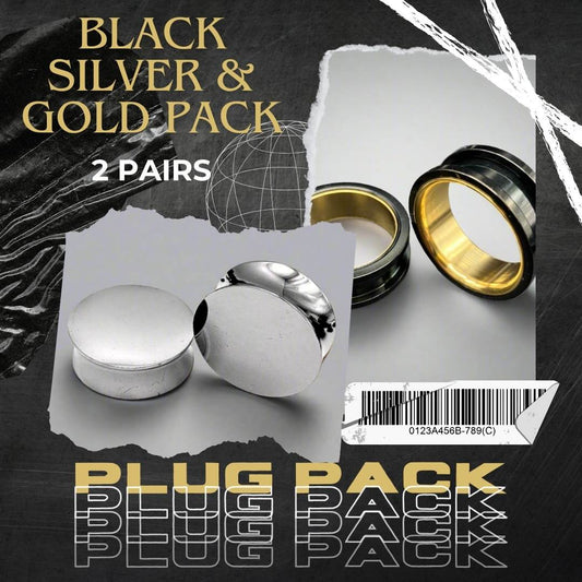 Black Silver & Gold Plug Pack