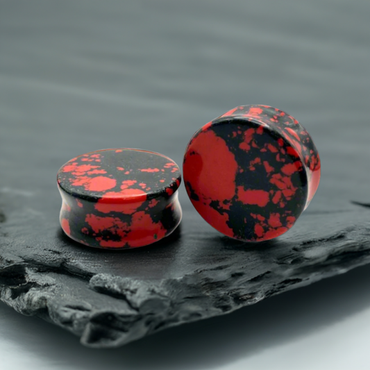 Crimson Stone Plugs for Stretched Ears