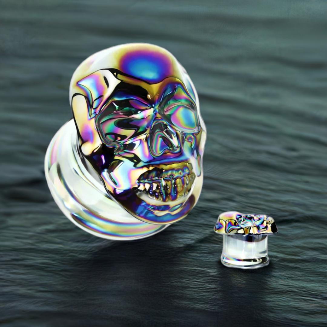 Glass Skull Plugs for stretched ears