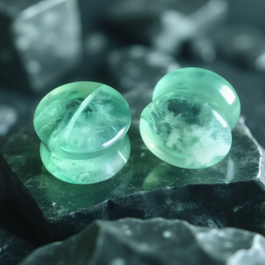 Green Fluorite plugs for stretched ears