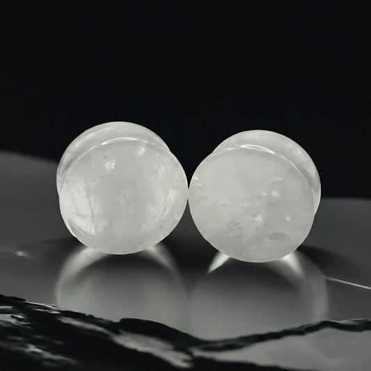 Icicle Quartz Stone plugs for stretched ears