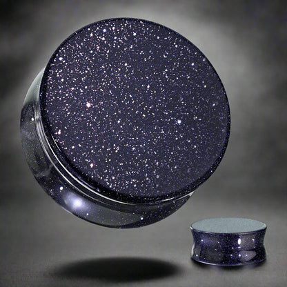 Midnight Sandstone Plugs - Blue Sandstone with Starry Sparkle