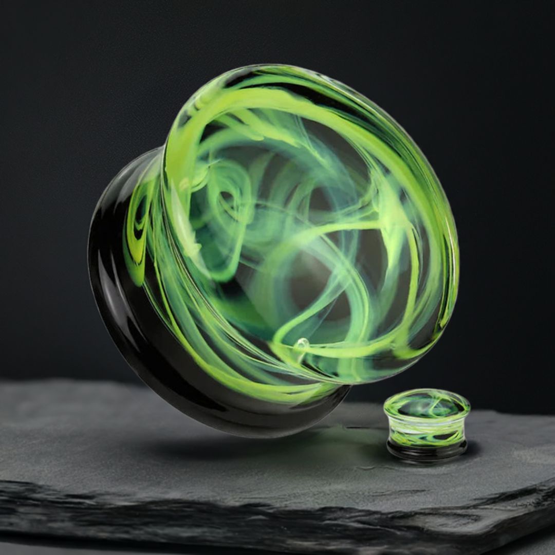 green neon vortex plugs for stretched ears