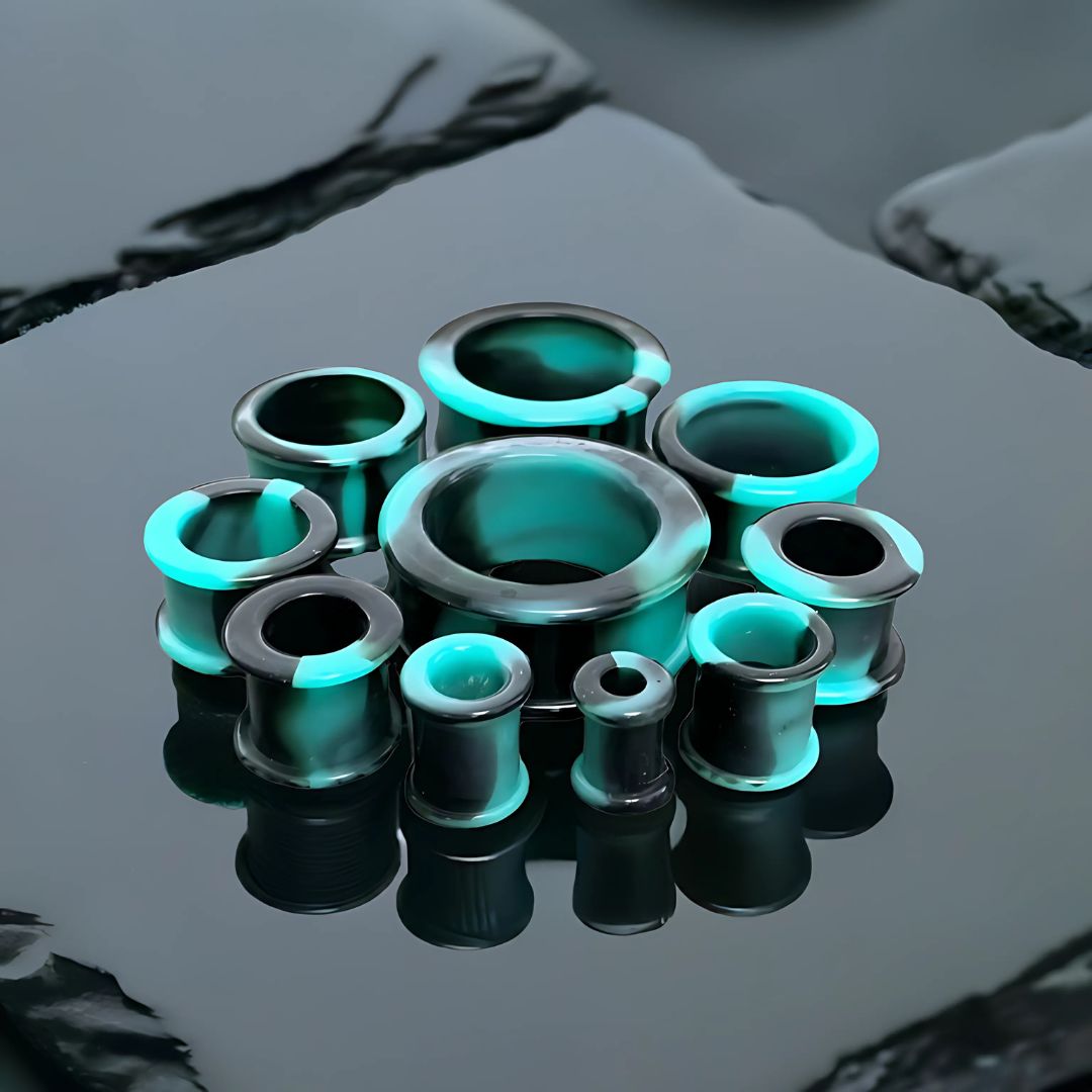 Teal Silicone Tunnel Plugs Double Flare ThePlugCrate