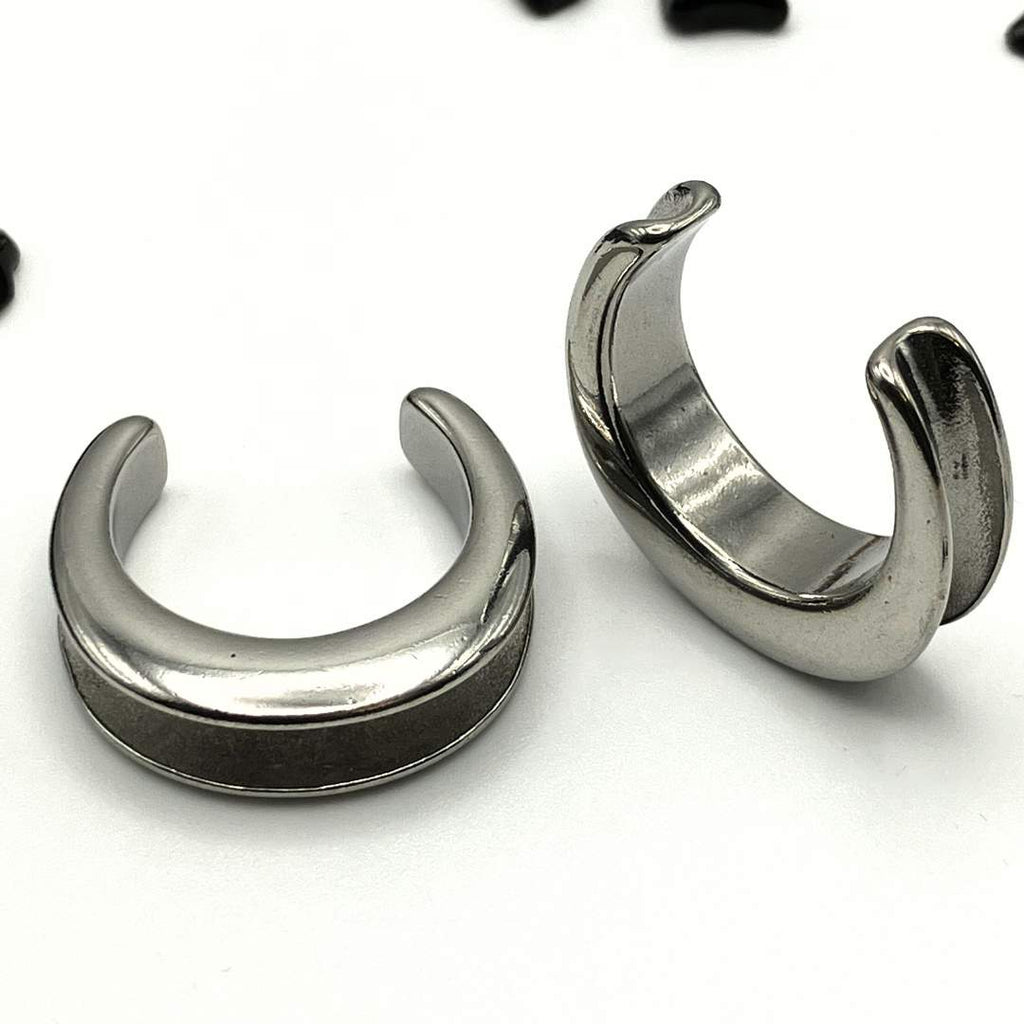 Steel Crescent Saddle Spreaders | 316L Steel Gauges | Stretched Ears ...