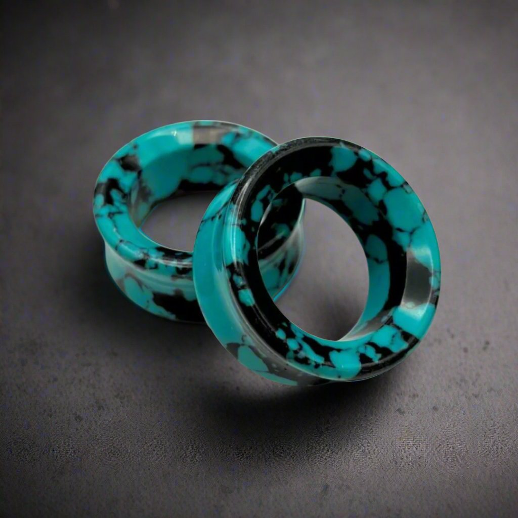 Retro Turquoise stone tunnels for ear stretching