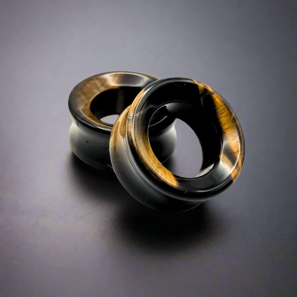 Tigers eye stone tunnels for stretched ears