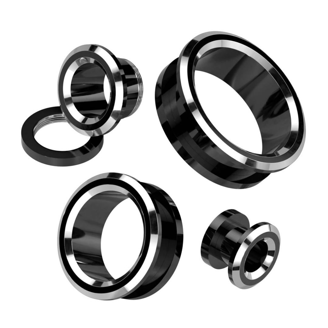 Black and Silver Screw Fit Tunnels