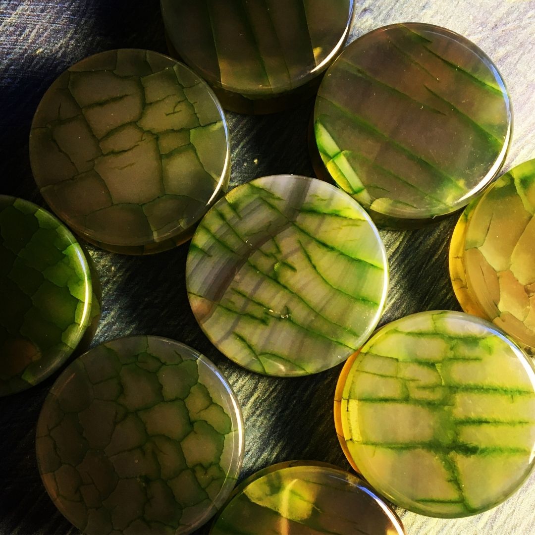 Green Dragon Scale Agate Plugs