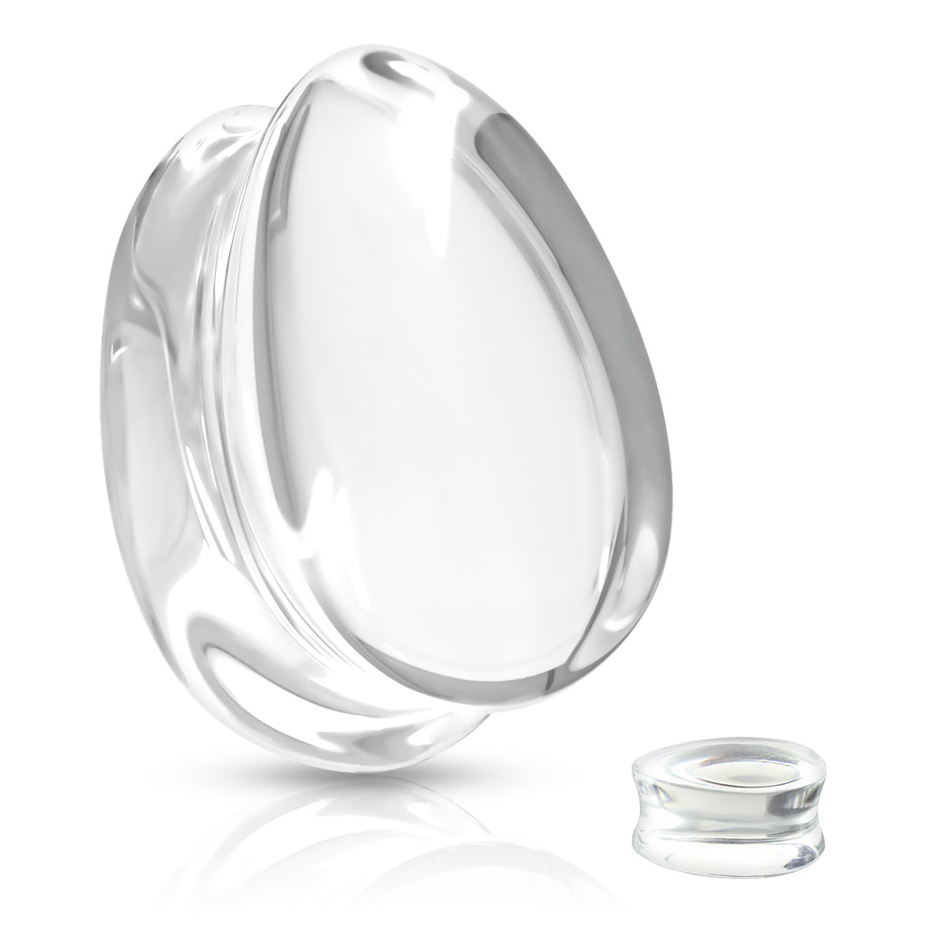 Clear Glass Teardrop Plugs