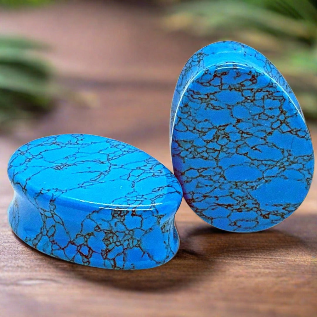 Turquoise Stone Teardrop Plugs