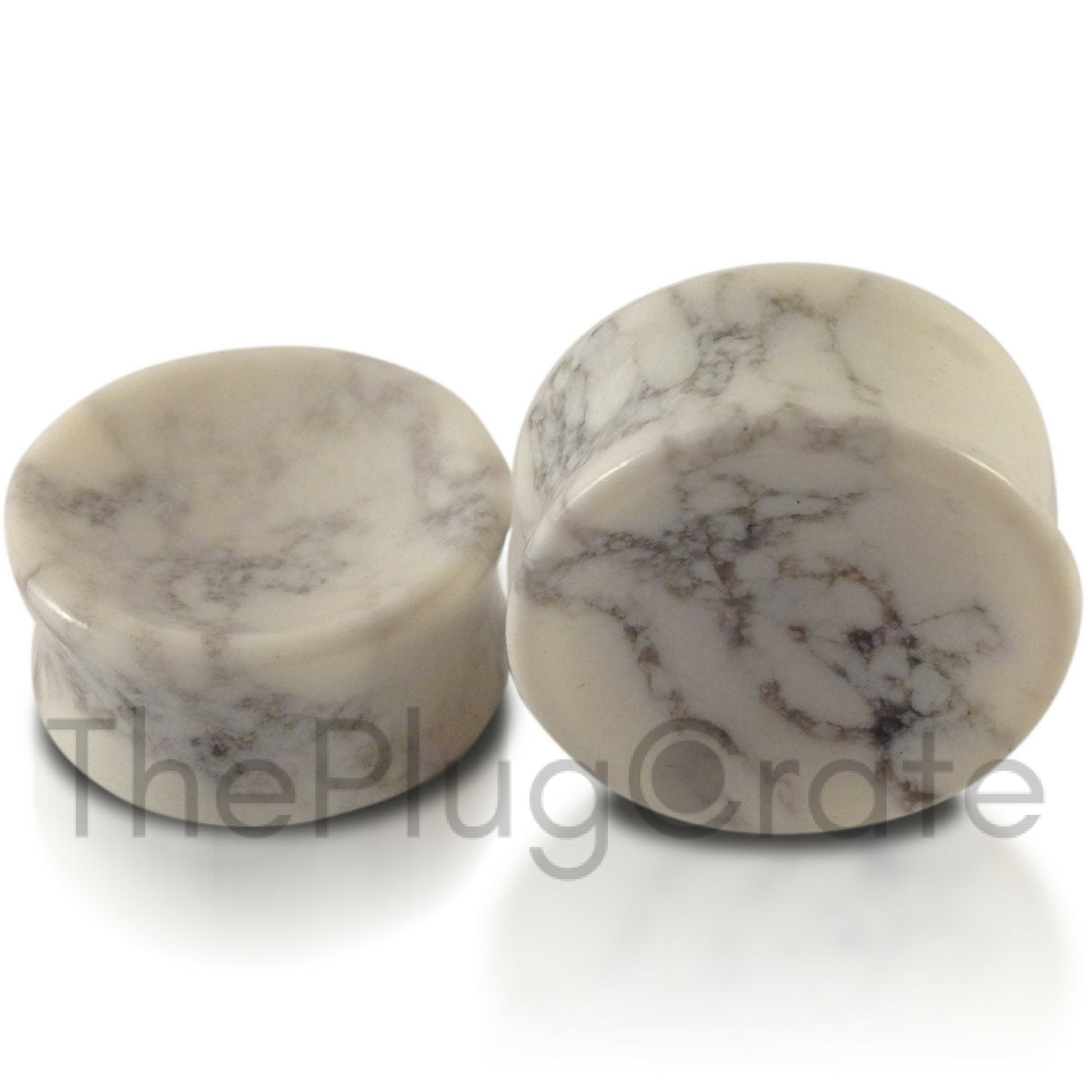 Howlite Concave Stone Premium Plugs