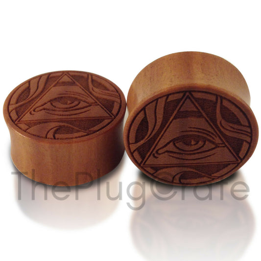 Engraved Illuminati on Sawo Wood Plugs